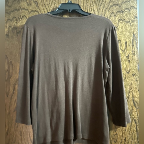 Chocolate Brown long sleeve shirt with small lace detailing. - Picture 2 of 2
